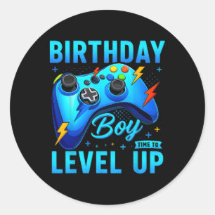 Birthday Boy Time To Level Up Video Game Birthday  Classic Round Sticker