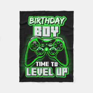 Birthday Boy Time To Level Up Video Game Birthday Fleece Blanket