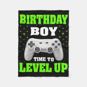 Birthday Boy Time To Level Up Video Game Birthday Fleece Blanket