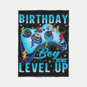 Birthday Boy Time To Level Up Video Game Birthday Fleece Blanket