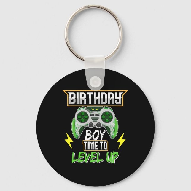 Birthday Boy Time To Level Up Video Game Birthday  Keychain (Front)