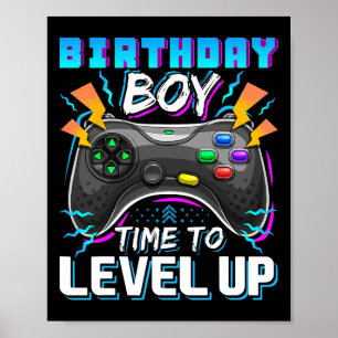 Birthday Boy Time To Level Up Video Game Birthday  Poster