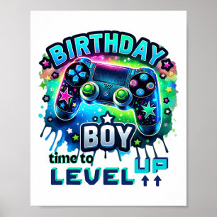 Birthday Boy Time To Level Up Video Game Birthday  Poster