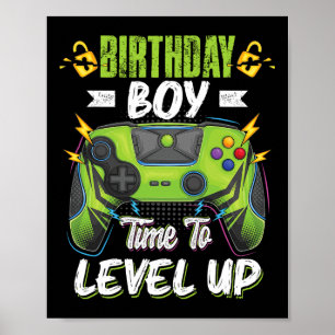 Birthday Boy Time To Level Up Video Game Birthday  Poster