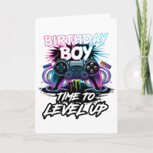 Birthday Boy Time To Level Up Video Game For Boys Card