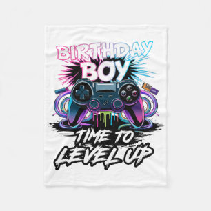 Birthday Boy Time To Level Up Video Game For Boys Fleece Blanket