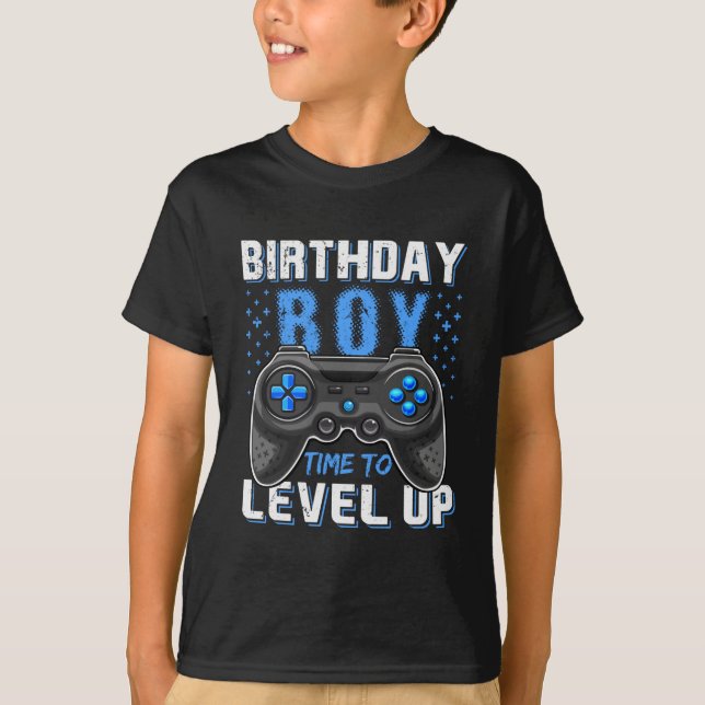 Birthday Boy Time to Level Up Video Game  T-Shirt (Front)