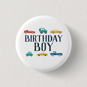 Birthday Boy Transportation Birthday 1 Inch Round Button