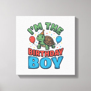 Birthday Boy Turtle Vintage Party Shirt Design_1 Canvas Print