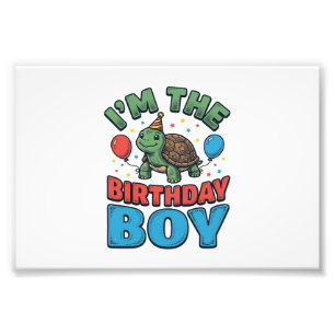 Birthday Boy Turtle Vintage Party Shirt Design_1 Photo Print