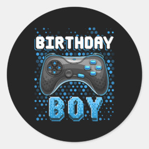 Birthday Boy Video Game Controller Birthday Gamer  Classic Round Sticker
