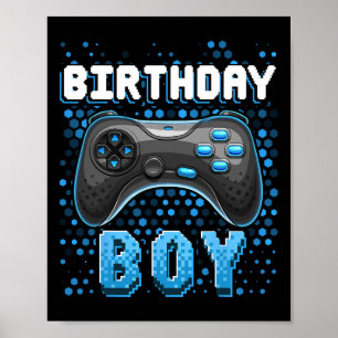 Birthday Boy Video Game Controller Birthday Gamer Poster