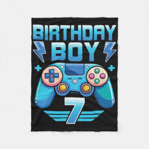 Birthday Boy Video Gamer 7th Birthday Party 7 Year Fleece Blanket