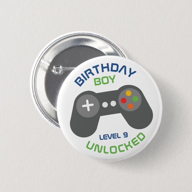 Birthday Boy Video Games Themed Party 2 Inch Round Button (Front & Back)