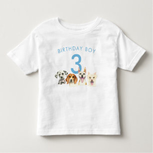 Birthday Boy Watercolor Puppy Dogs Toddler T-shirt
