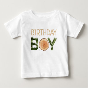 Birthday Boy Watercolor Woodland Baby T-Shirt