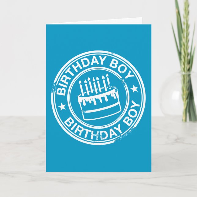 Birthday Boy -white rubber stamp effect- Card (Front)
