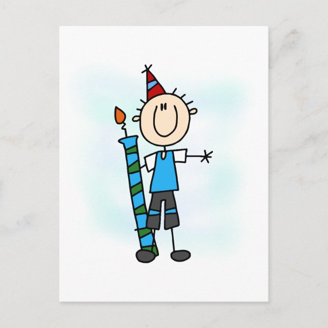 Birthday Boy With Candle T-shirts and Gifts Postcard (Front)