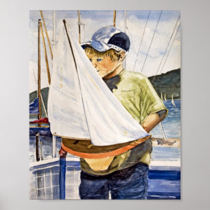 Birthday Boy with Sailboat Poster