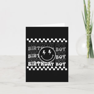 Birthday Boys Groovy Smile Face Chequered Birthday Card