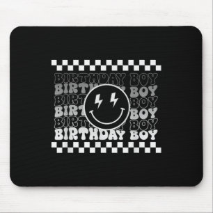 Birthday Boys Groovy Smile Face Chequered Birthday Mouse Pad