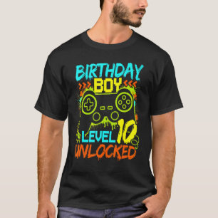 Birthday Boys Level 10 Unlocked Video Gamer T-Shirt