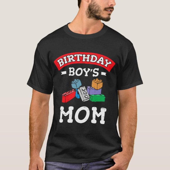 Birthday Boy's Mom Building Blocks  5 T-Shirt (Front)