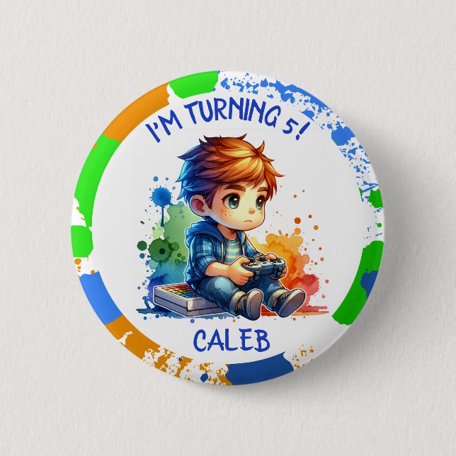 Birthday Boy's name and age Personalized  2 Inch Round Button (Front)