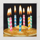 Birthday Breakfast Brunch Invitation<br><div class="desc">Chevron birthday candles on a stack of breakfast pancakes.</div>