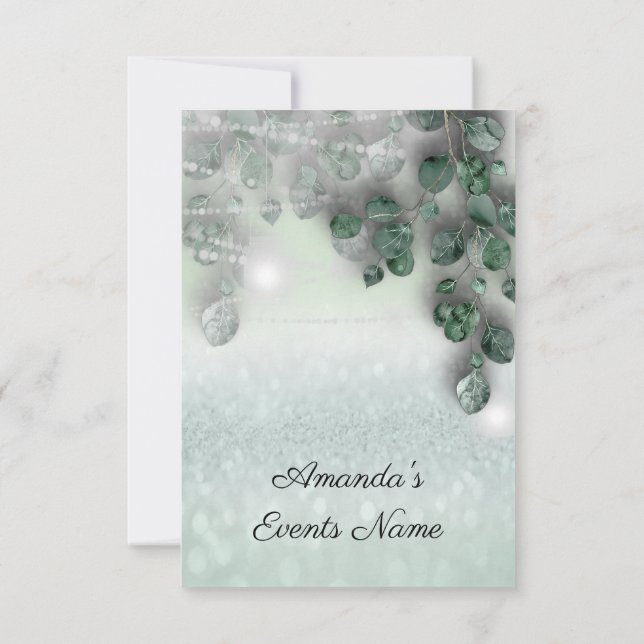 Birthday Bridal Shower Light Jar Rustic Mint Glitt Invitation (Back)