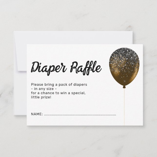 Birthday Bronze Glamourous Balloon Diaper Raffle Invitation (Front)