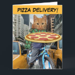 BIRTHDAY BROTHER CAT PIZZA DELIVERY GREETING CARD<br><div class="desc">PIZZA DELIVERY CAT BIRTHDAY CARDS. HAPPY BIRTHDAY BROTHER</div>