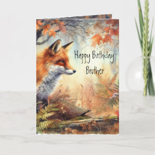 Birthday Brother Fox Forest Wildlife Animals Art Card