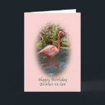 Birthday, Brother-in-law, Pink Flamingo Card<br><div class="desc">The colours of the pink flamingo are seen against the blue of the water and the green of the rocks on this lovely birthday greeting card.</div>