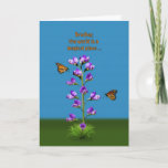 Birthday, Brother, Sweet Peas and Butterflies Card<br><div class="desc">A fantasy image highlighted by purple sweet pea flowers with little faces watching two hovering monarch butterflies makes a colourful and whimsical birthday card.  Customize by changing the inside verse to anything you want.</div>