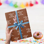 Birthday brown rust name wrapping paper<br><div class="desc">Elegant,  classic,  trendy party wrapping. A brown,  rust coloured background,  white text.
Personalize and add a name and age.</div>
