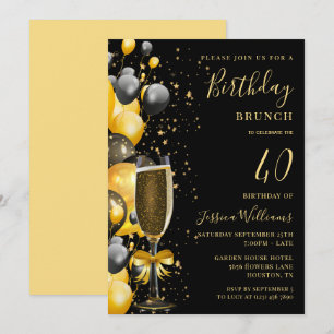 Birthday Brunch Balloons & Champagne Invitation