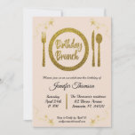 Birthday brunch invitation<br><div class="desc">Personalized golden & rose themed birthday brunch invitation</div>