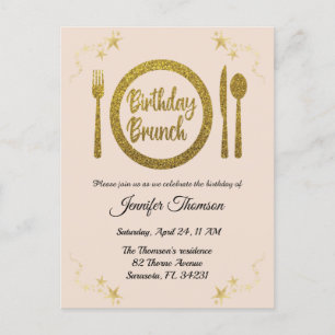 Birthday brunch invitation postcard