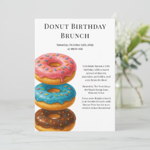 Birthday Brunch Party   Pancakes & Donuts  Invitation