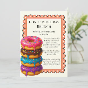 Birthday Brunch Party   Pancakes & Doughnuts  Invitation