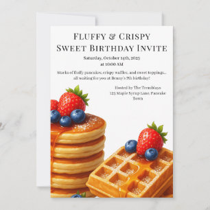 Birthday Brunch Party   Pancakes & waffles  Invitation
