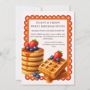 Birthday Brunch Party   Pancakes & waffles  Invitation