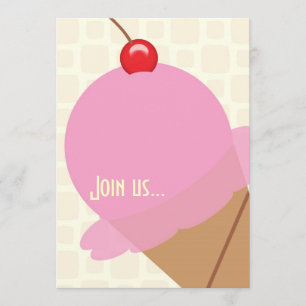 Birthday bubble gum ice cream party invitation