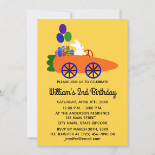 Birthday Bunny Carrot #3-2 Invitation Card
