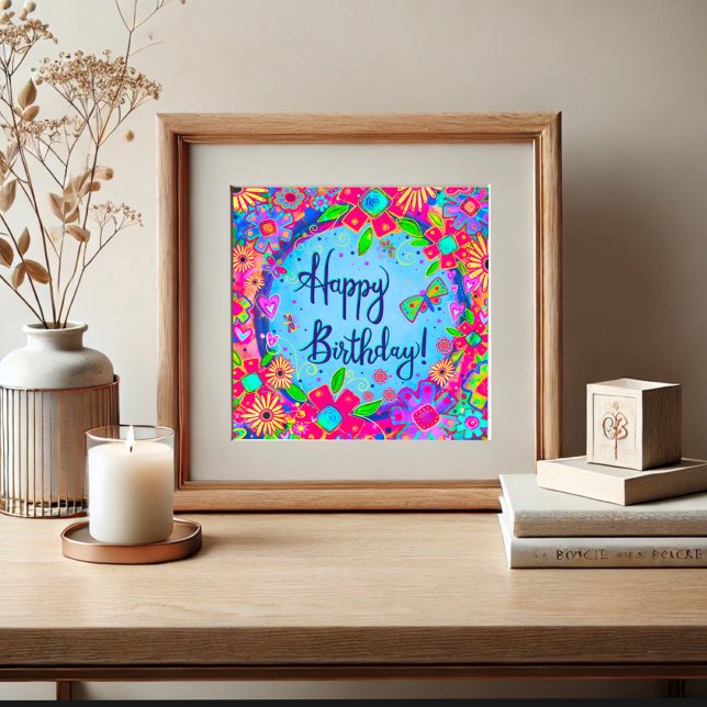 Birthday Butterflies Fun Pretty Inspirivity Poster (Creator Uploaded)