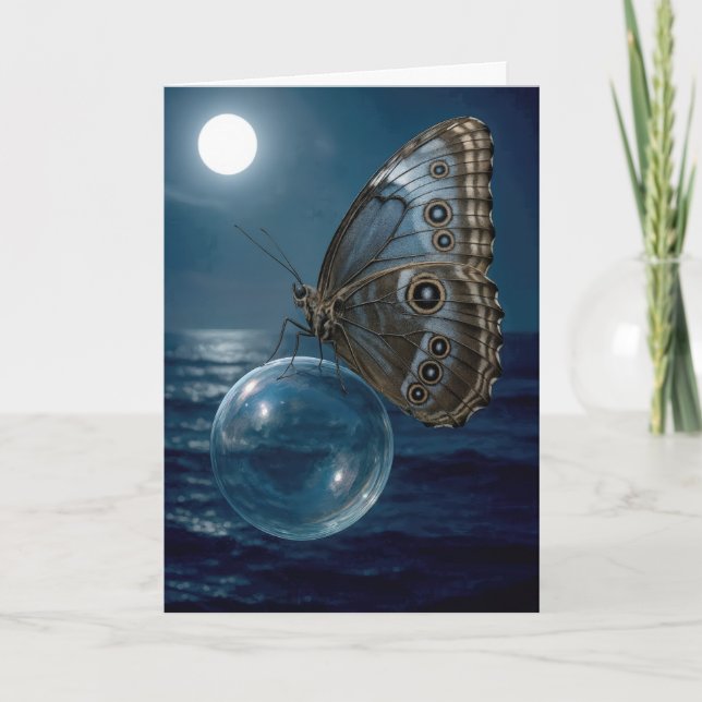 Birthday Butterfly Floating On a Bubble Card (Front)