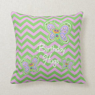 Birthday Butterfly Hugs Throw Pillow