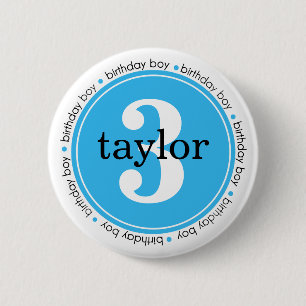Birthday Buttons Personalized with Boy Name & Age
