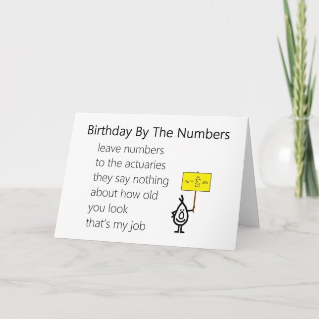 Birthday By The Numbers - a funny birthday poem Card (Front)